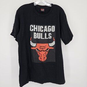 Chicago Bulls Shirt Mens XL Black NBA Basketball Pixel Graphic Tee Phantom Made
